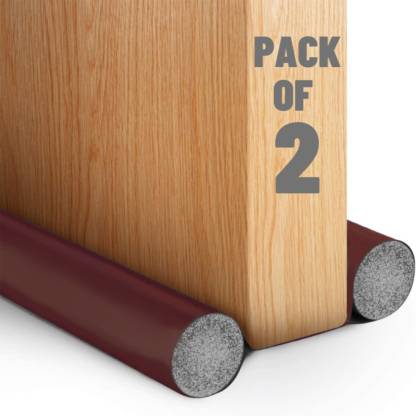 Door Draft Fabric Cover Guard Door Gap Sealer Protector Sound-Proof Reduce Noise Waterproof - Brown (Pack of 2)